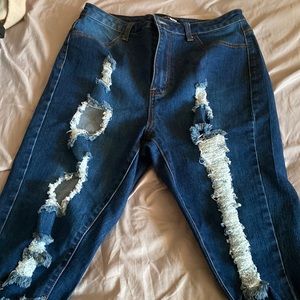 Ripped biker jeans